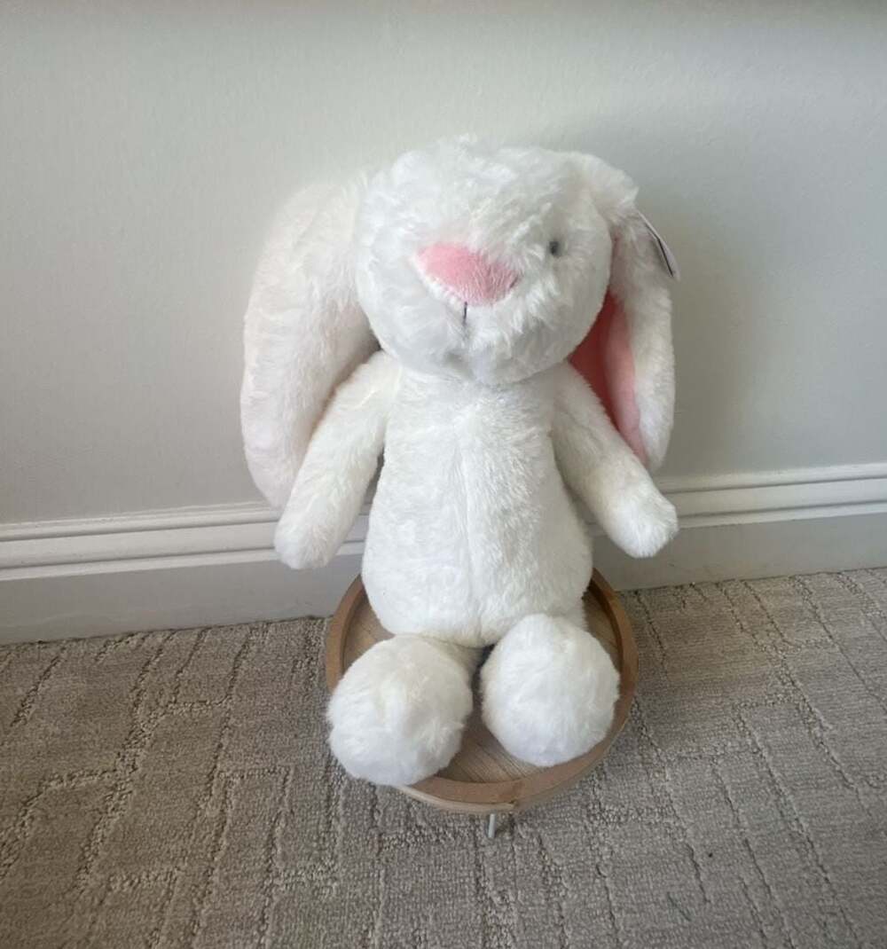 Mud Pie Large Plush Pink Bunny White Stuffed Animal Toy 12110255L NWT